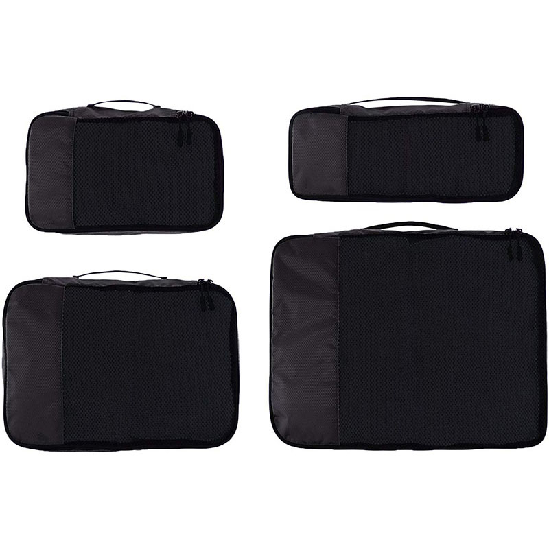 4 Piece Black Packing Travel Organizer Cubes Set