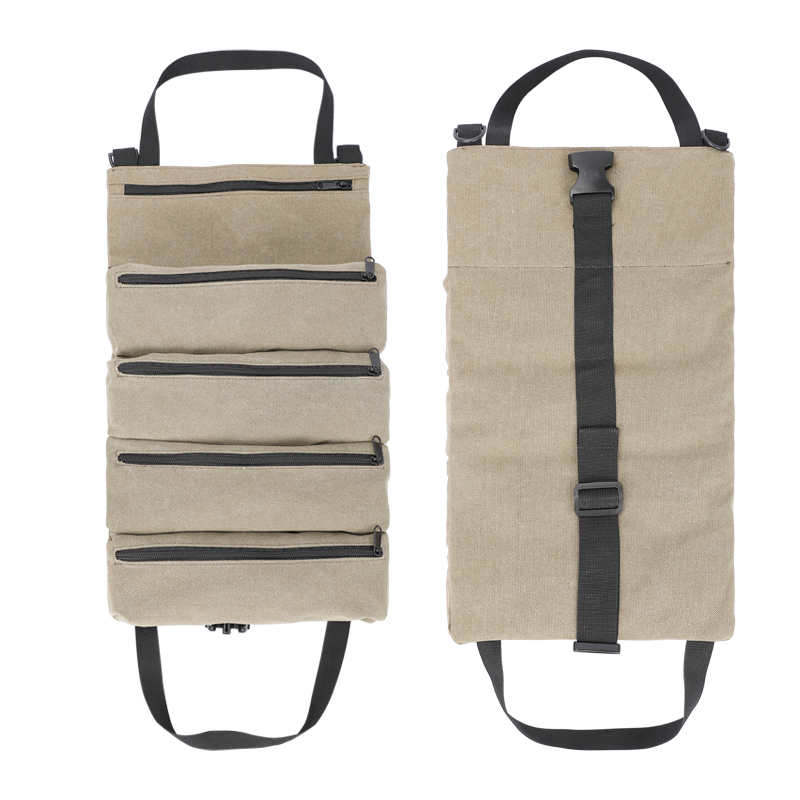 Canvas roll up tool bag organizer