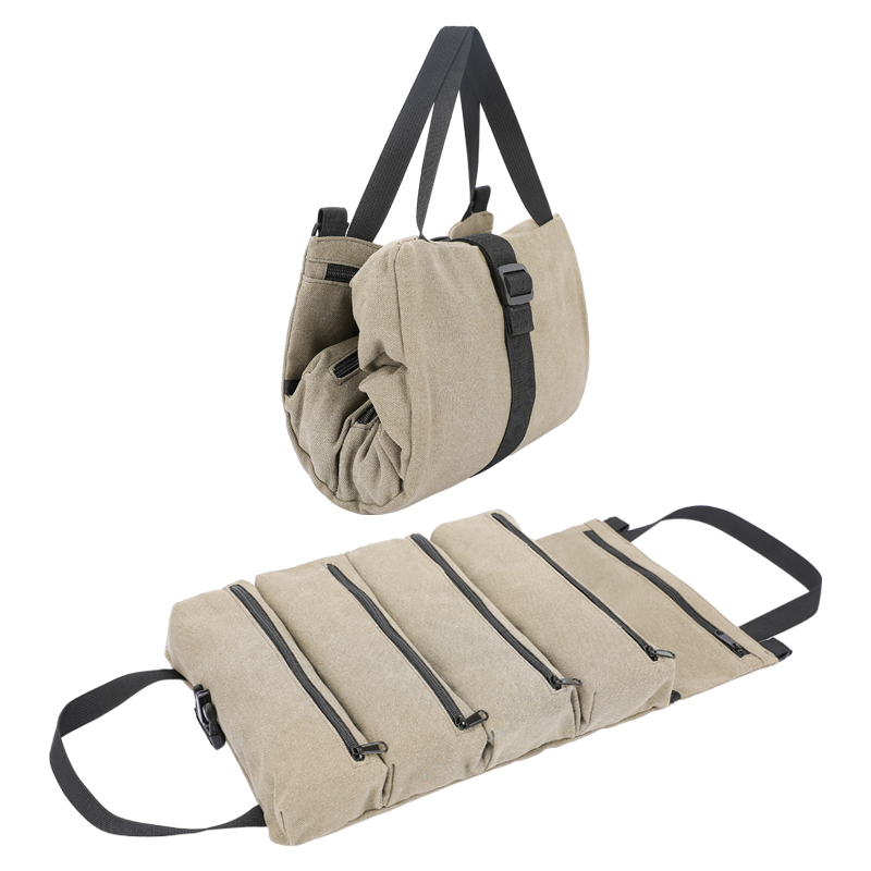 Canvas roll up tool bag organizer