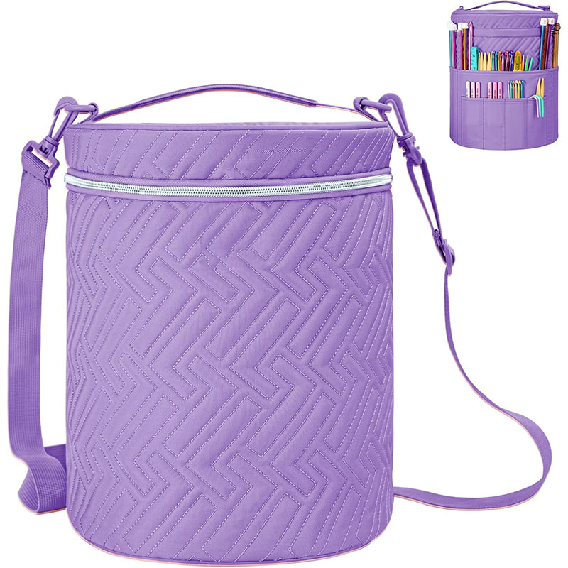 Quilted Crochet Tote Knitting Bag