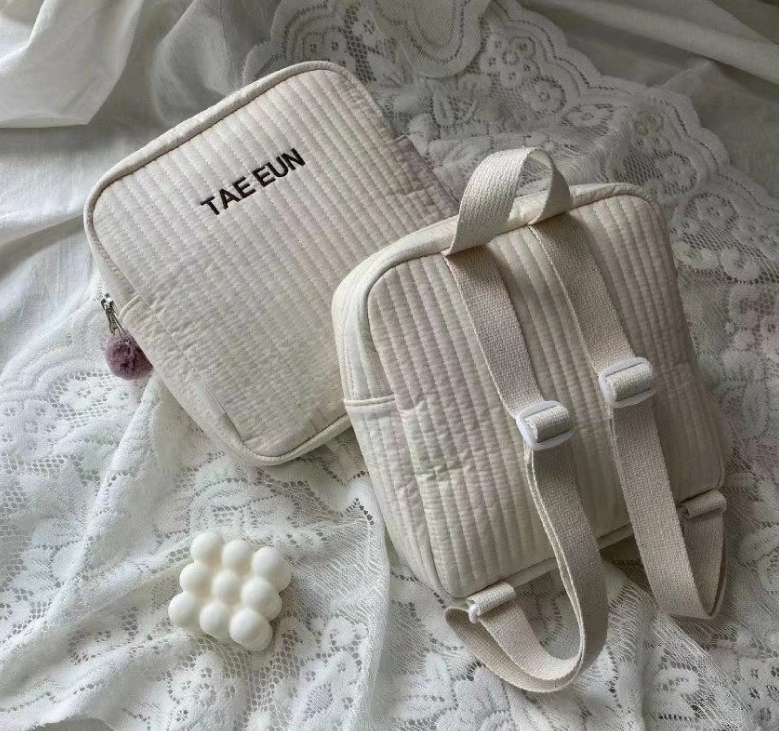 Cotton quilted kids backpack