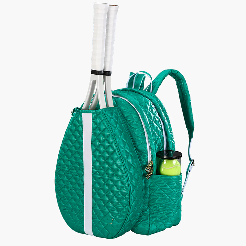 Quilted leather tennis racket sports backpack