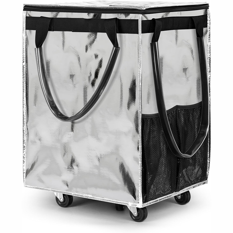  Custom Foldable Wheeled PP Woven Bag Trolley Grocery Shopping Insulated Cooler Trolley Bag