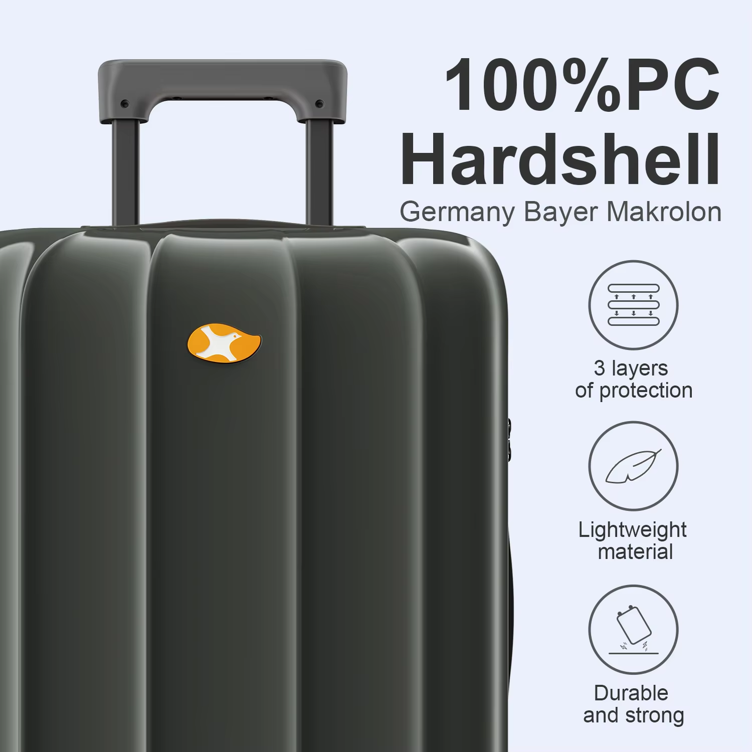 Custom logo 20 inch PC hardshell suitcase
