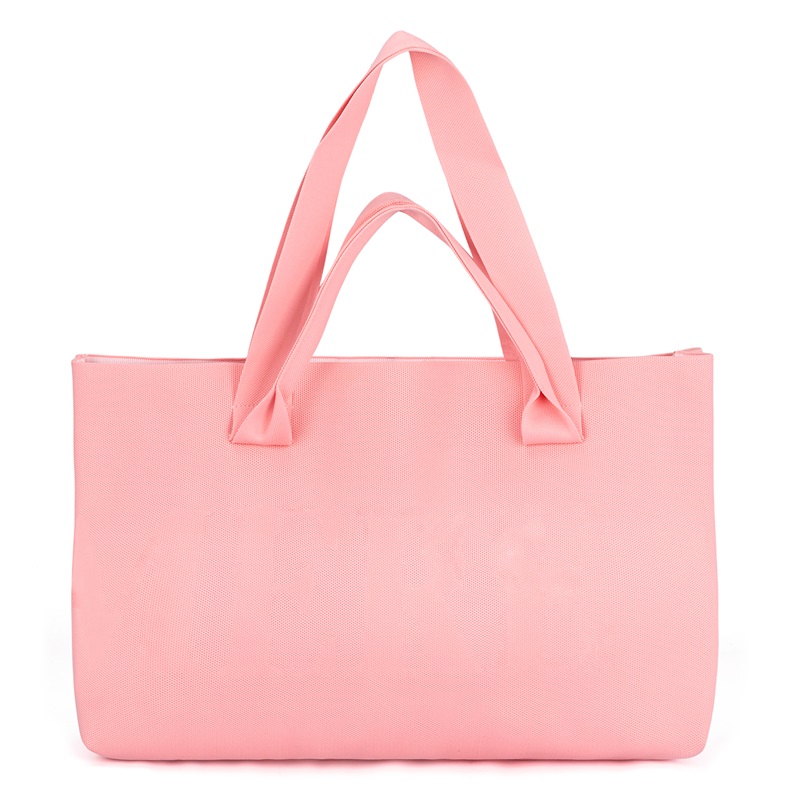 Pink women knit beach tote bag