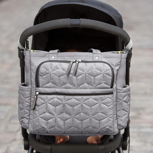 Diaper bag set Gray quilted