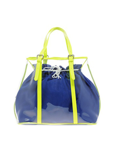 Transparent beach bag with drawstring bag inside