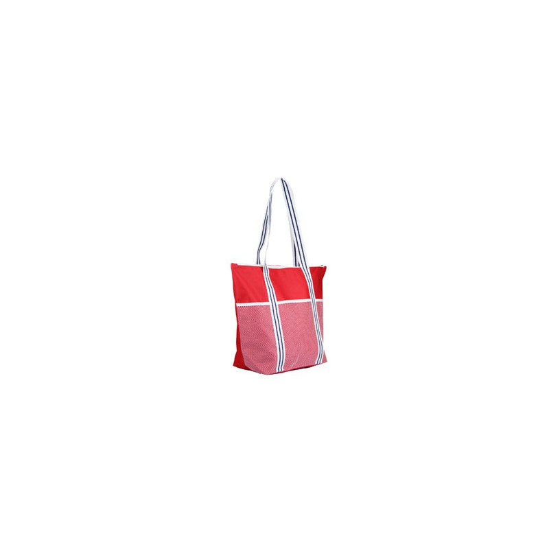 Polyester beach bag with zipper closure