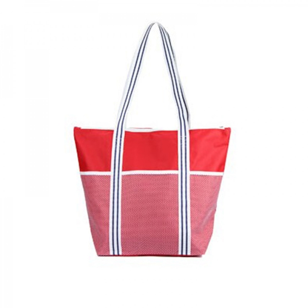 Polyester beach bag with zipper closure