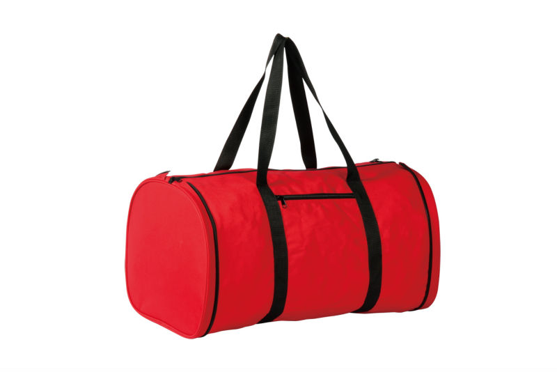 Red duffle bag