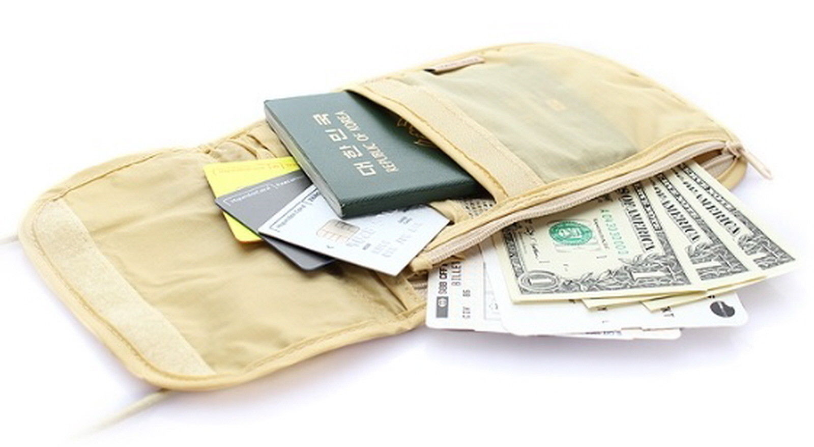 Travel wallet hidden pouch