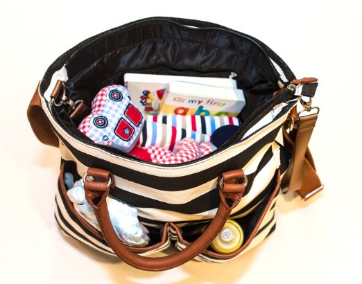 Stripe canvas diaper bag