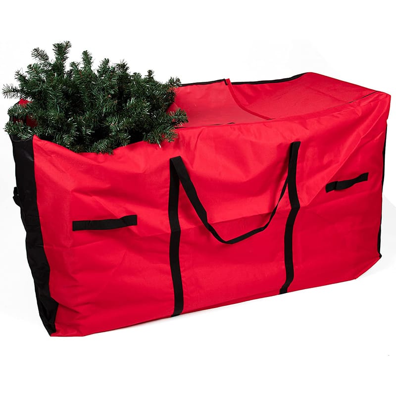 Red wheelie tall artificial tree bag