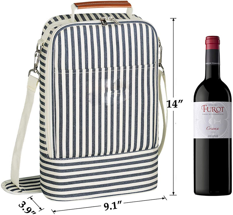 Insulated 2 Bottle Wine Tote Bag