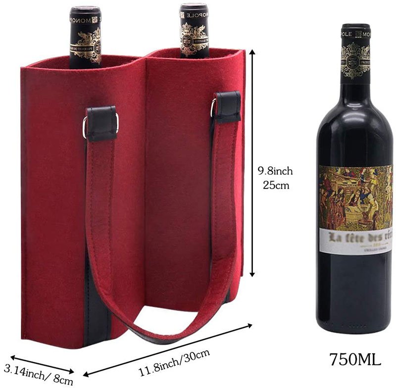 Felt wine bottle carrier tote